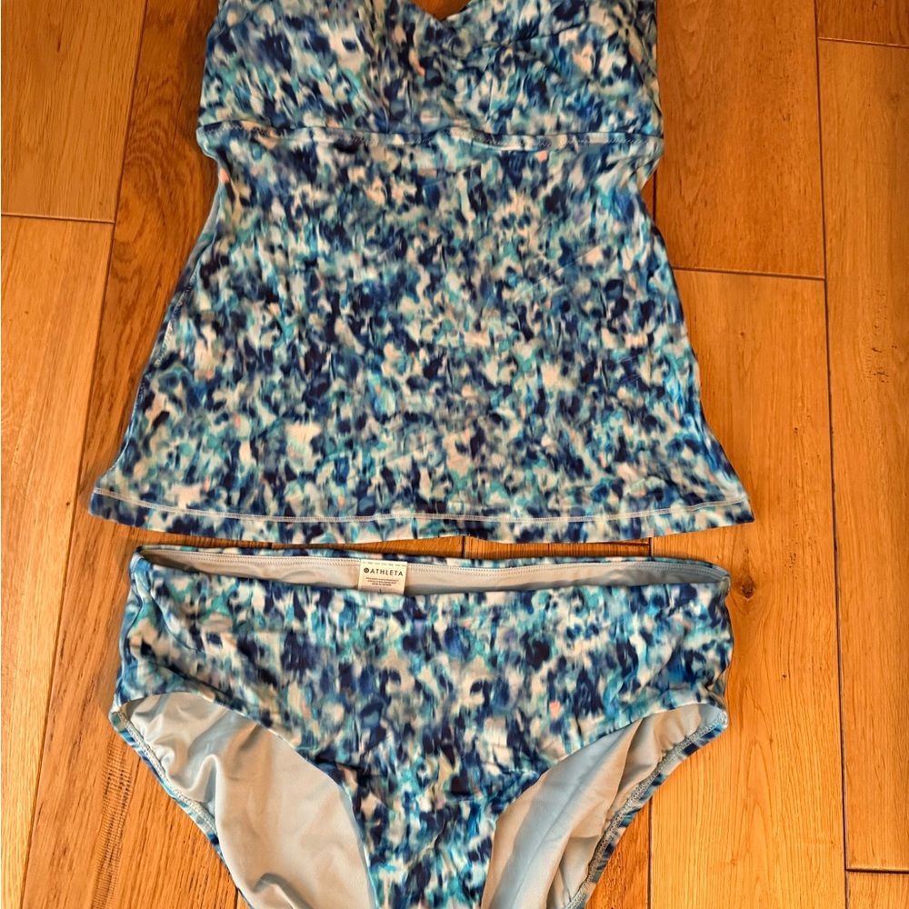 Athleta Blue and White Swim Set
